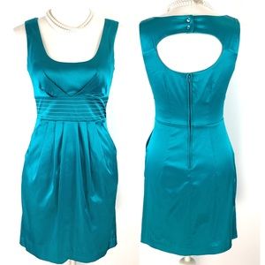 Speechless Aqua Open Back Silky Retro Prom Mini Dress size 5 Juniors X-Small